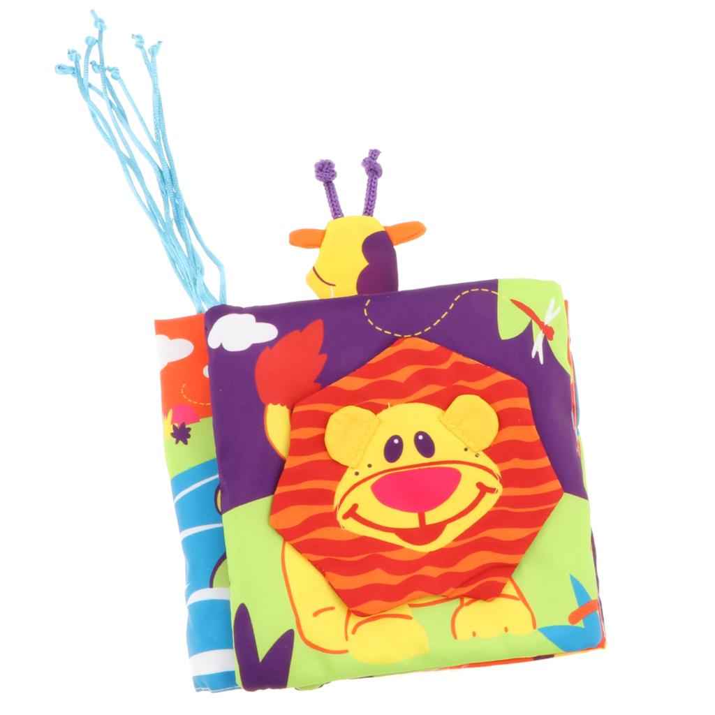 Baby Crib Cloth Book Animal Puzzle Toys Elephant/Lion/Giraffe/Monkey for Kids Infants Educational Development - Rattle Crib Bed Gallery Bumper Pad