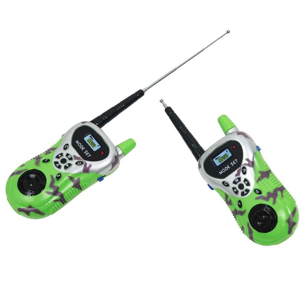 2x Green Color Electronic Walkie Talkie, Kids Outdoor Communication Toy, Two Way Radio