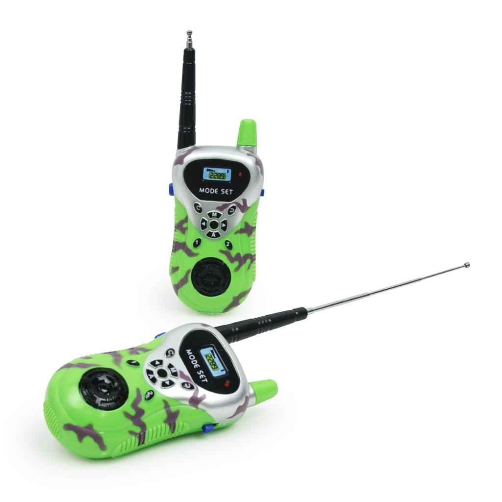 2x Green Color Electronic Walkie Talkie, Kids Outdoor Communication Toy, Two Way Radio