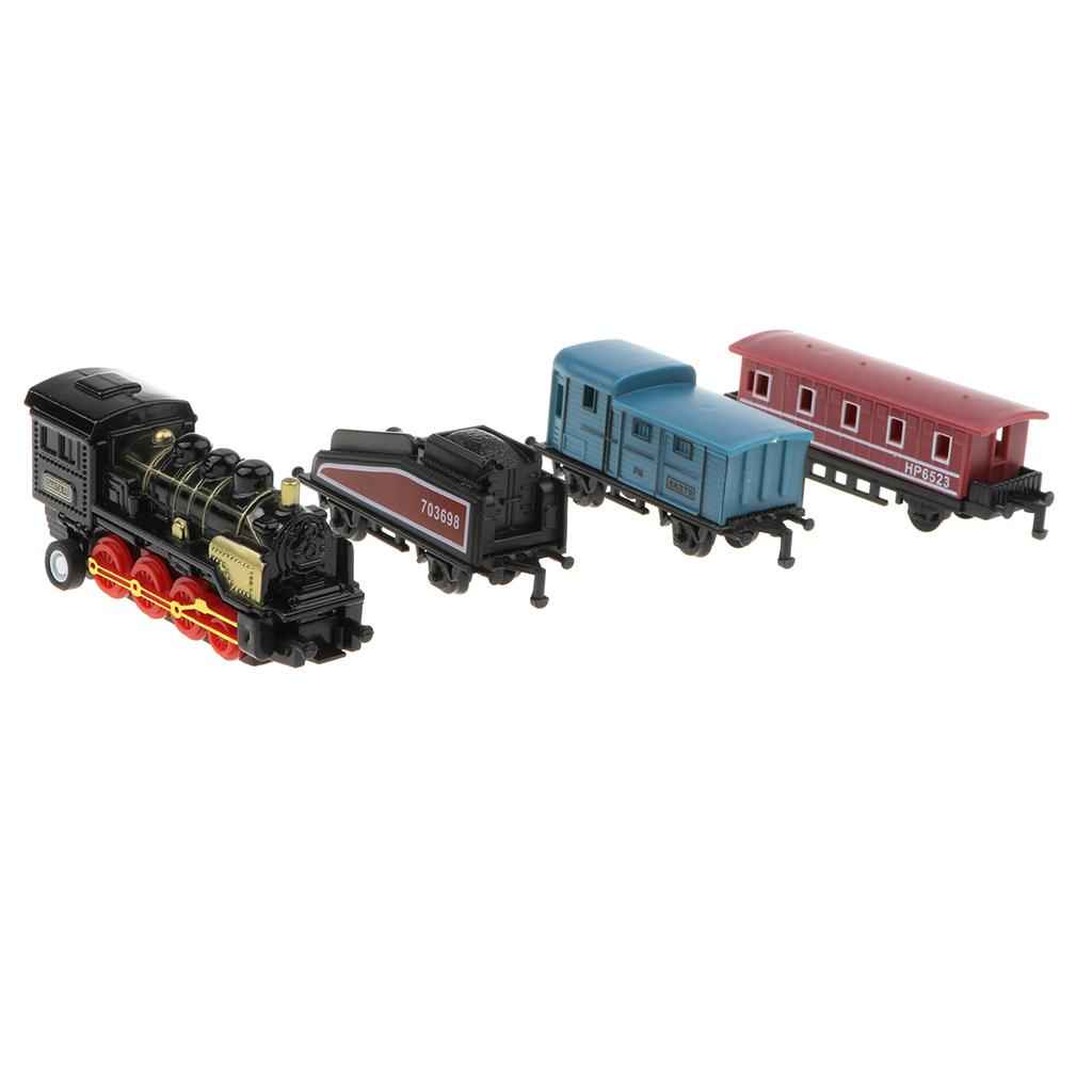 Black Mini Alloy Diecast Retro Steam Train Pull Back Car Toy Set for Kids Boys, Party Favors