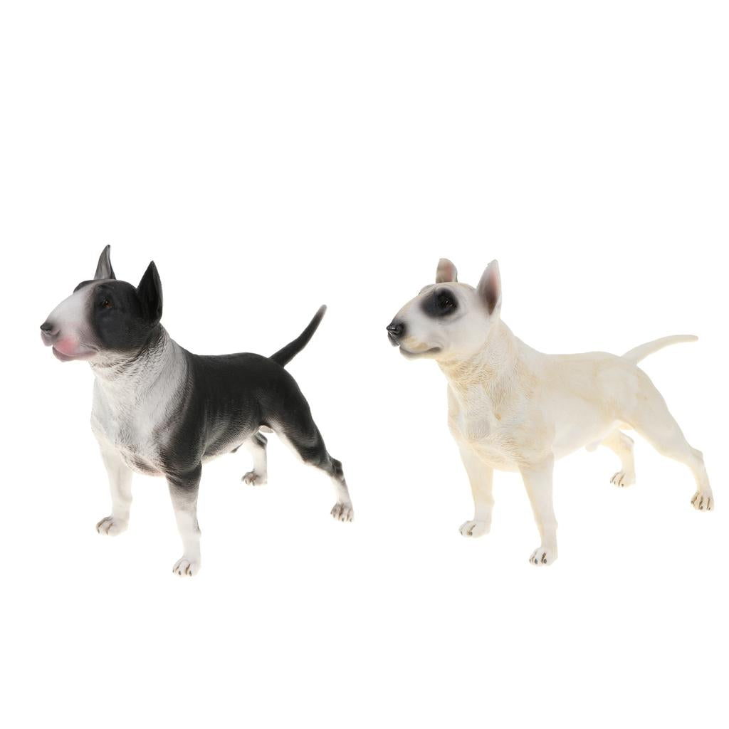2pcs Lifelike Animal Model Figure Toy Dog Figurine Home Decor Bull Terrier