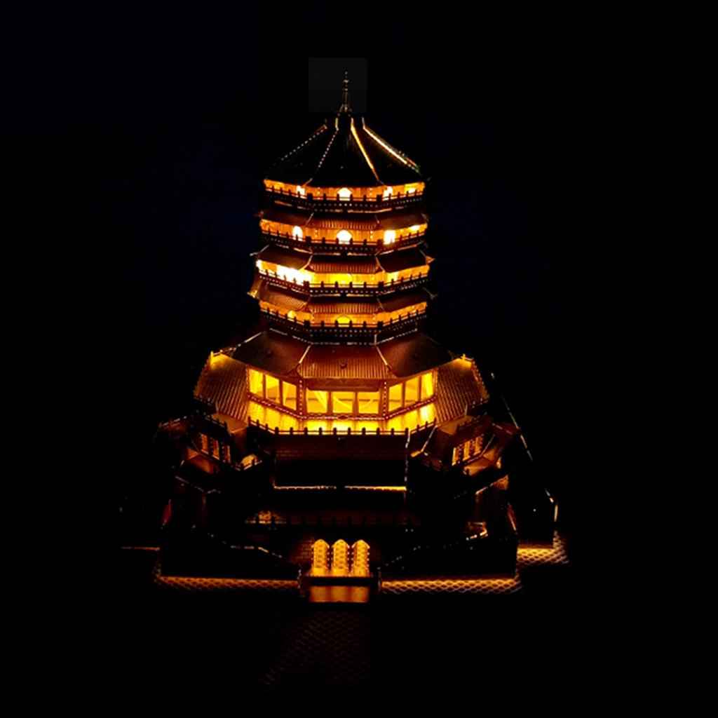 1:720 Scale Chinese History Architecture 3D Metal Puzzle Jigsaw - Leifeng Pagoda Tower Building Statue Model Toy Home Decor Xmas Gifts Golden