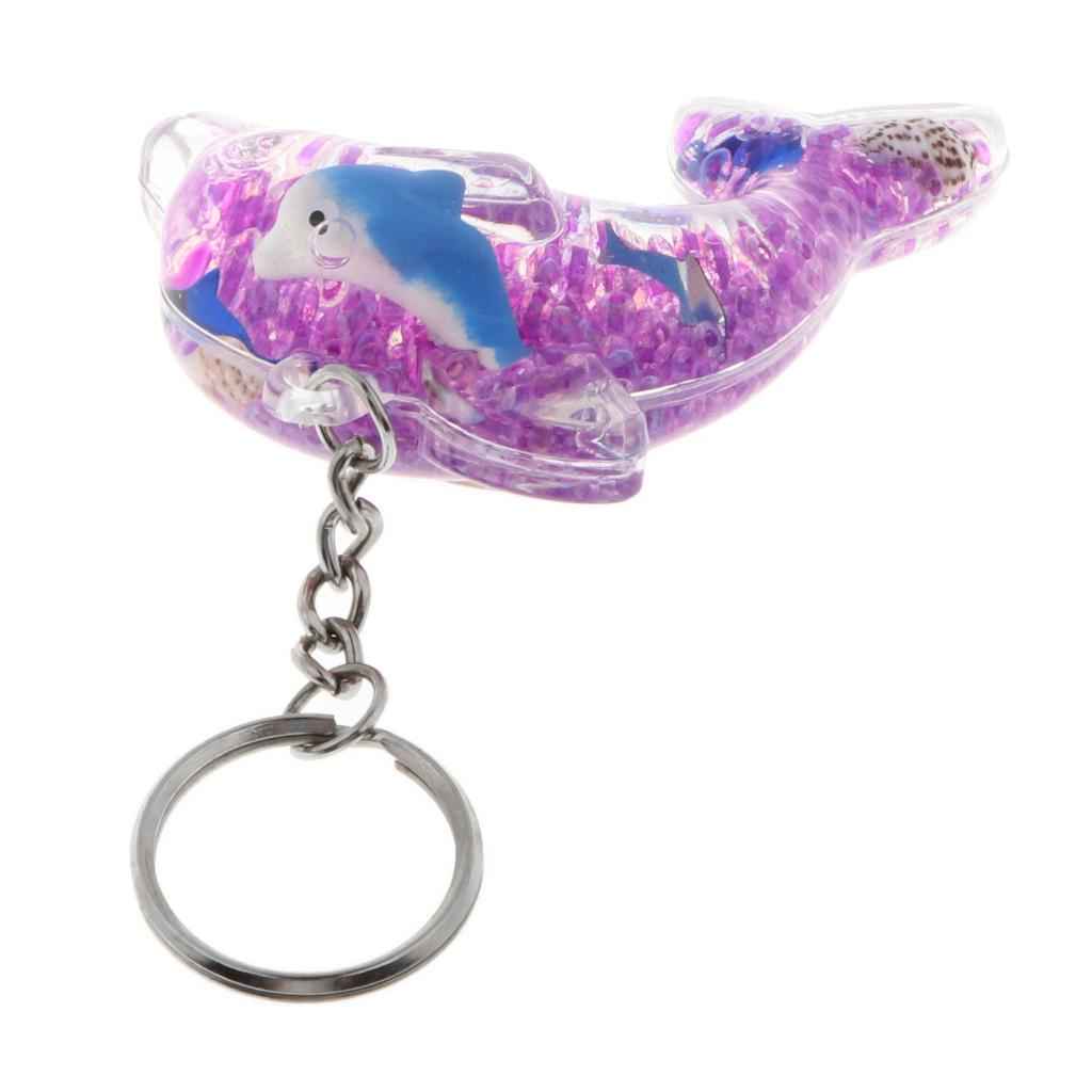 Dolphin Shaped Oil Leakage Timer Key Chain Kids Toy Gift Party Favors Purple