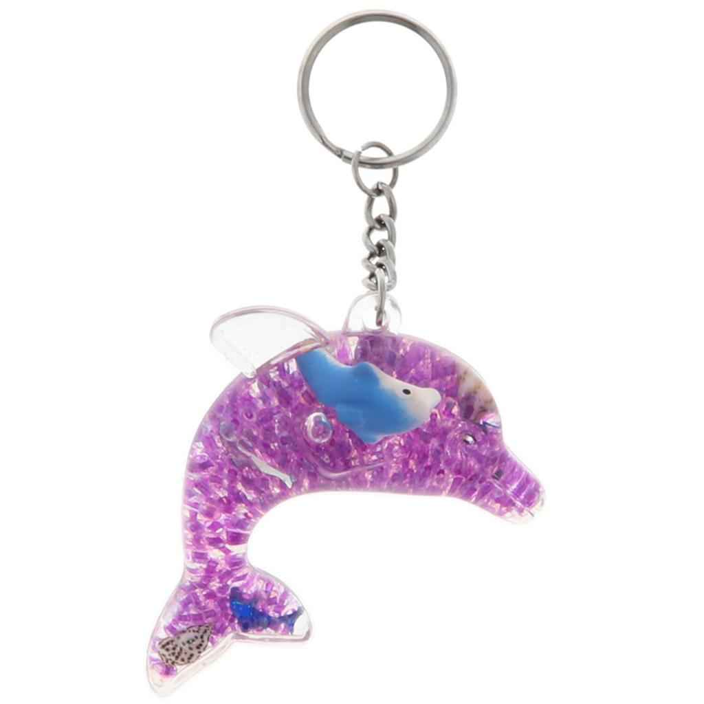Dolphin Shaped Oil Leakage Timer Key Chain Kids Toy Gift Party Favors Purple