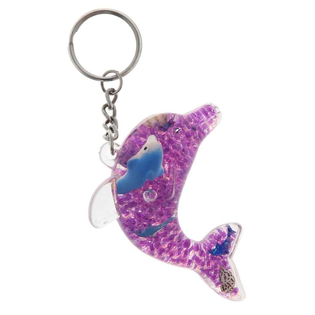 Dolphin Shaped Oil Leakage Timer Key Chain Kids Toy Gift Party Favors Purple