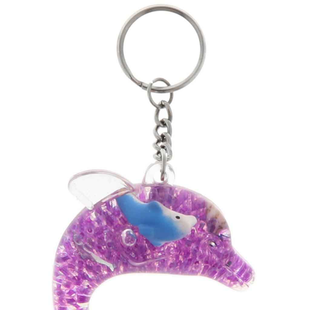Dolphin Shaped Oil Leakage Timer Key Chain Kids Toy Gift Party Favors Purple