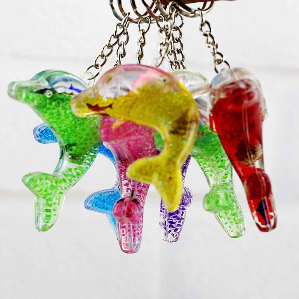 Dolphin Shaped Oil Leakage Timer Key Chain Kids Toy Gift Party Favors Purple