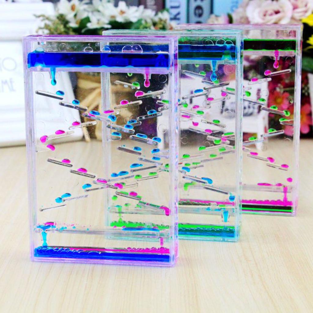 3 PCS Square Slide Mixed Floating Oil Liquid Motion Hourglass Sensory Toy