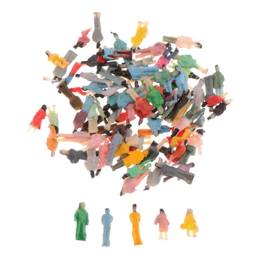 100Pcs Painted People Figures Miniatures for Train Railway Layout 1:200