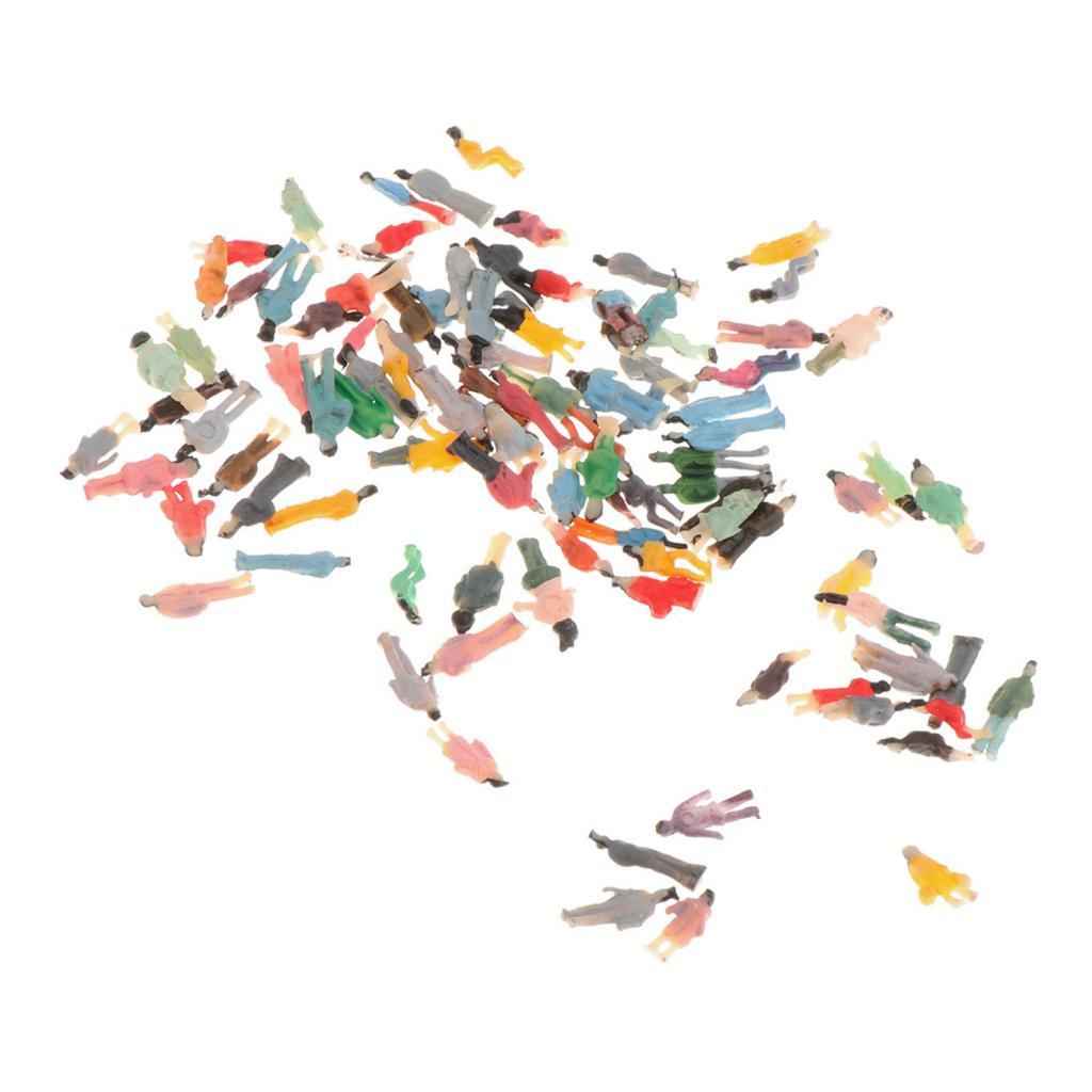 100Pcs Painted People Figures Miniatures for Train Railway Layout 1:200