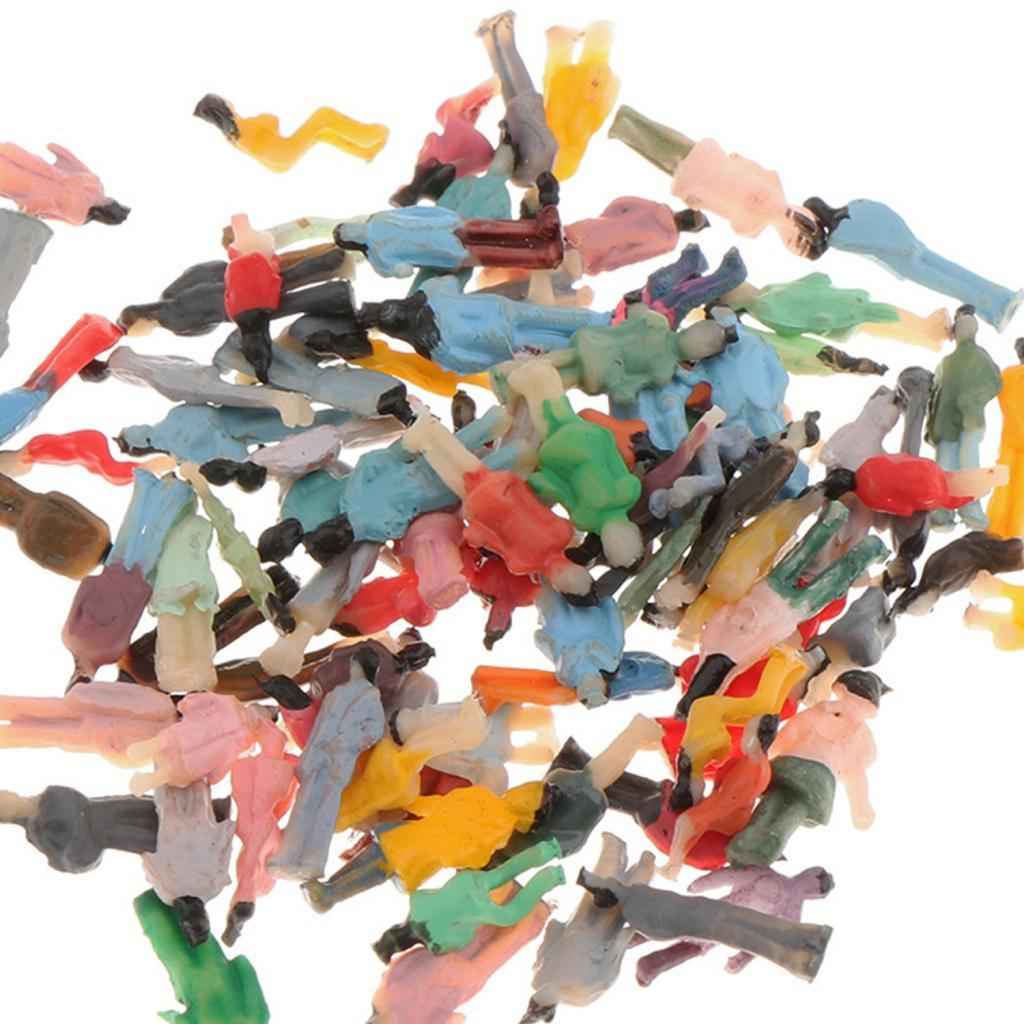 100Pcs Painted People Figures Miniatures for Train Railway Layout 1:200