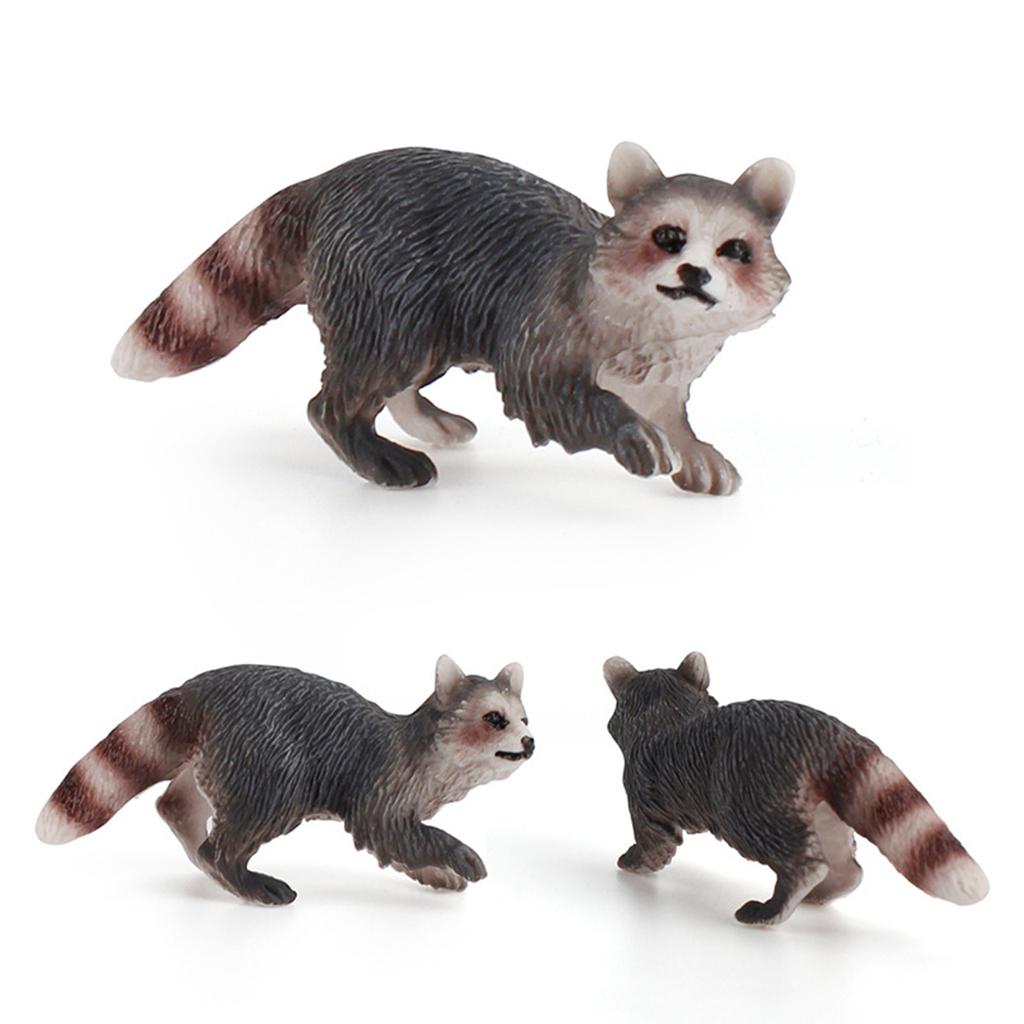 4xLifelike Jungle Animal Raccoon Figures Model Kids Toddlers Toys Party Favors Walking