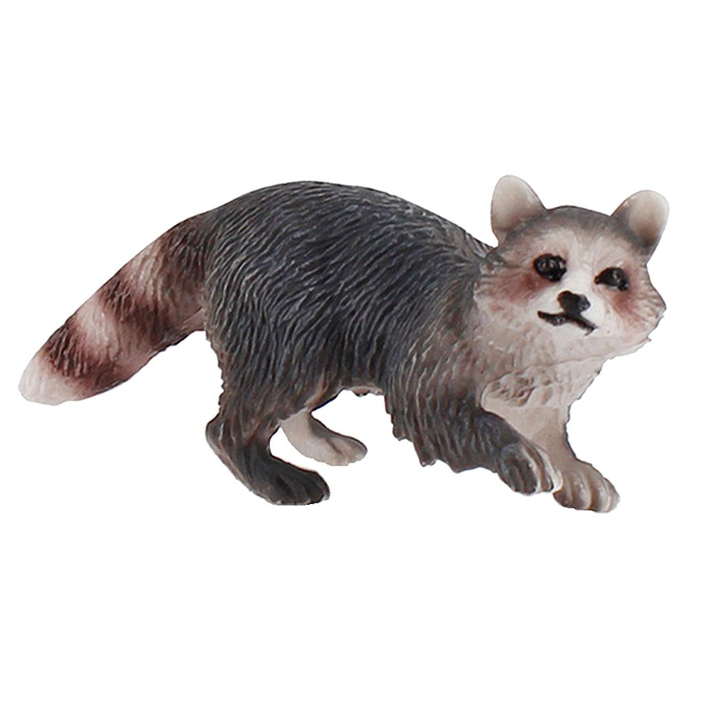 3xLifelike Jungle Animal Raccoon Figures Model Kids Toddlers Toys Party Favors Walking
