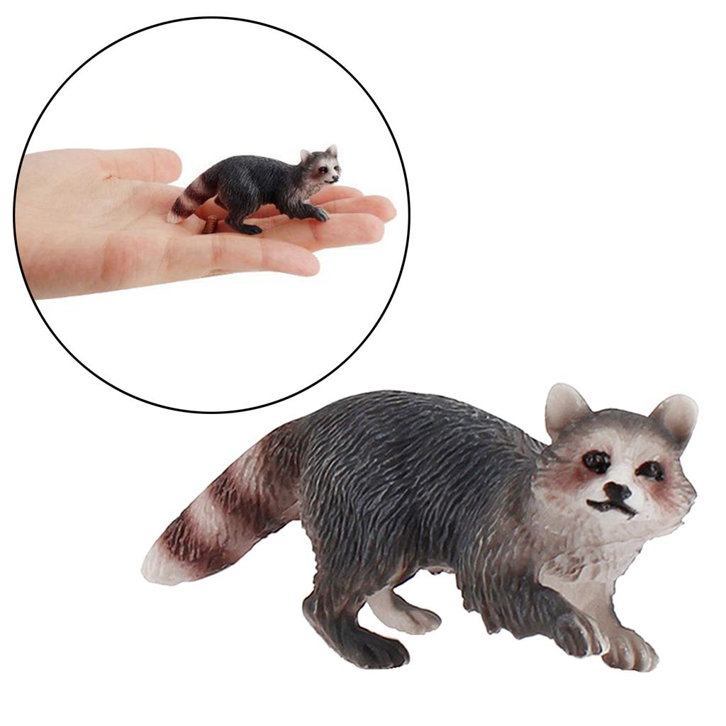 2xLifelike Jungle Animal Raccoon Figures Model Kids Toddlers Toys Party Favors Walking