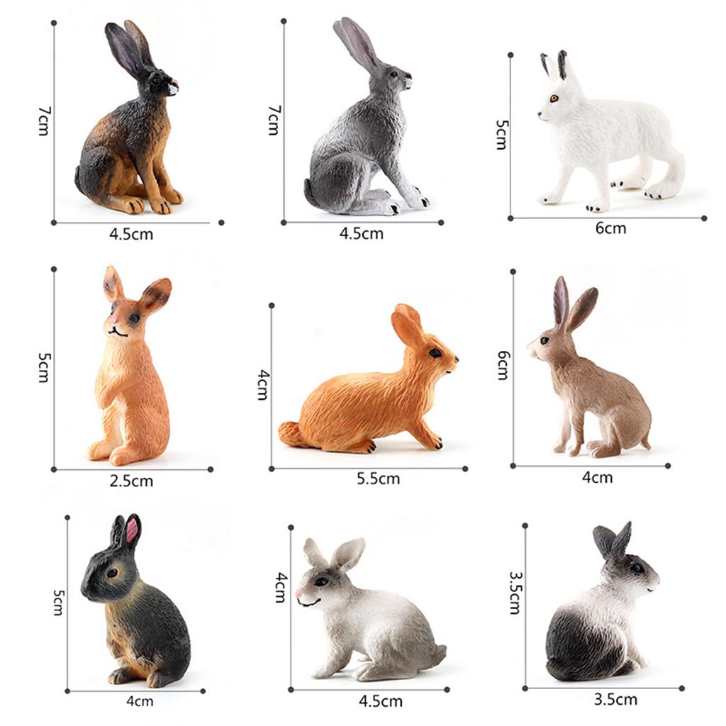 3xRealistic Rabbit Figurine Zoo Farm Animal Model Teaching Toys Tabletop Decor brown squatting