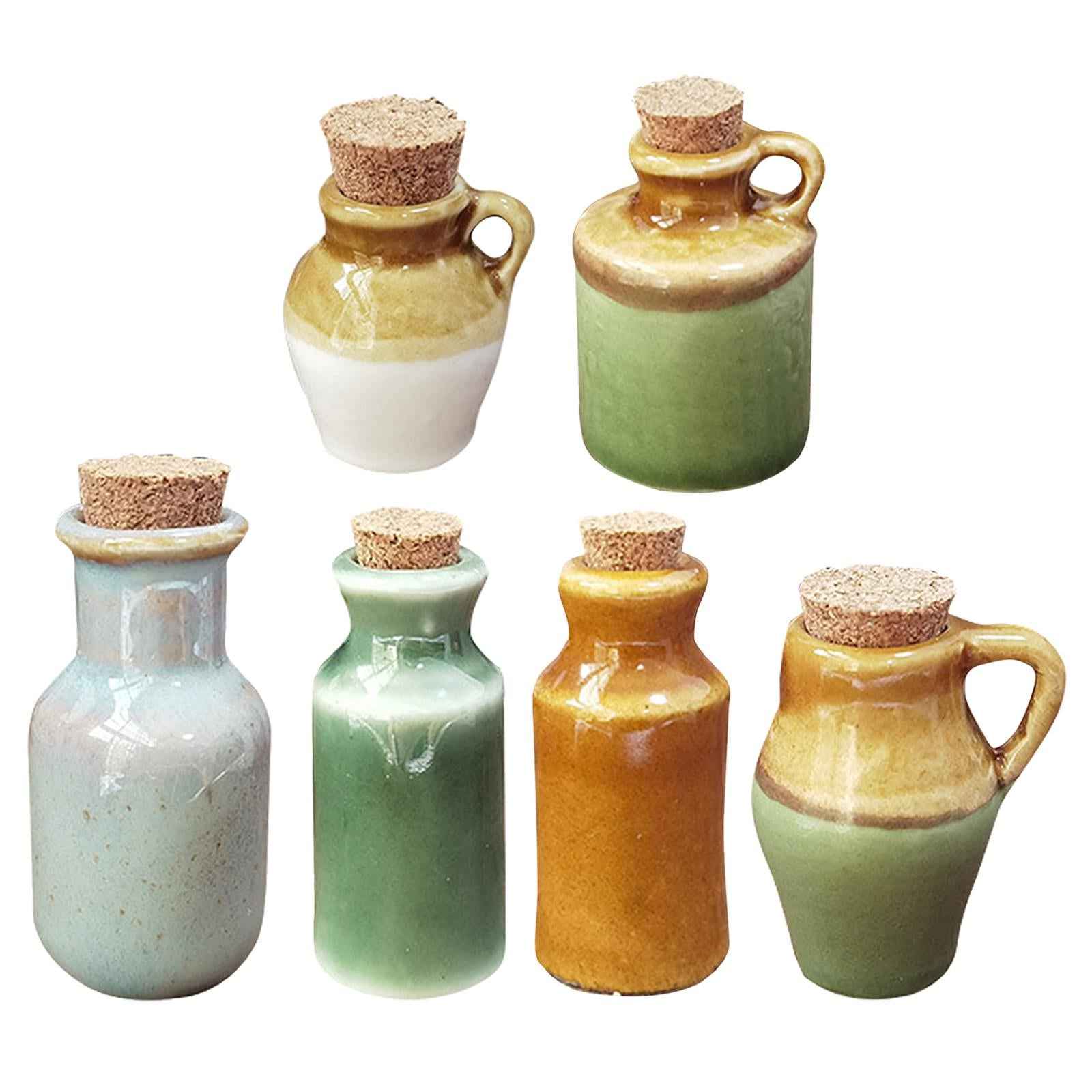 1/12 Dolls House Miniature Ceramics Pots Seasoning Jar Kitchen Green 3.6cm