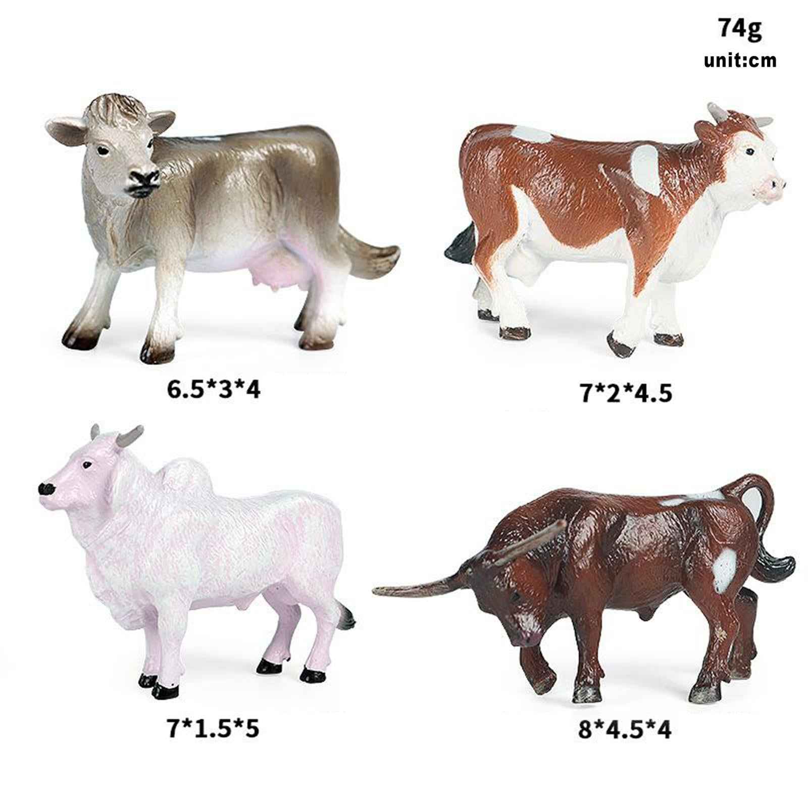 4pcs Cattle Figurine Simulated Bull Realistic Animals Cow Educational Toy C