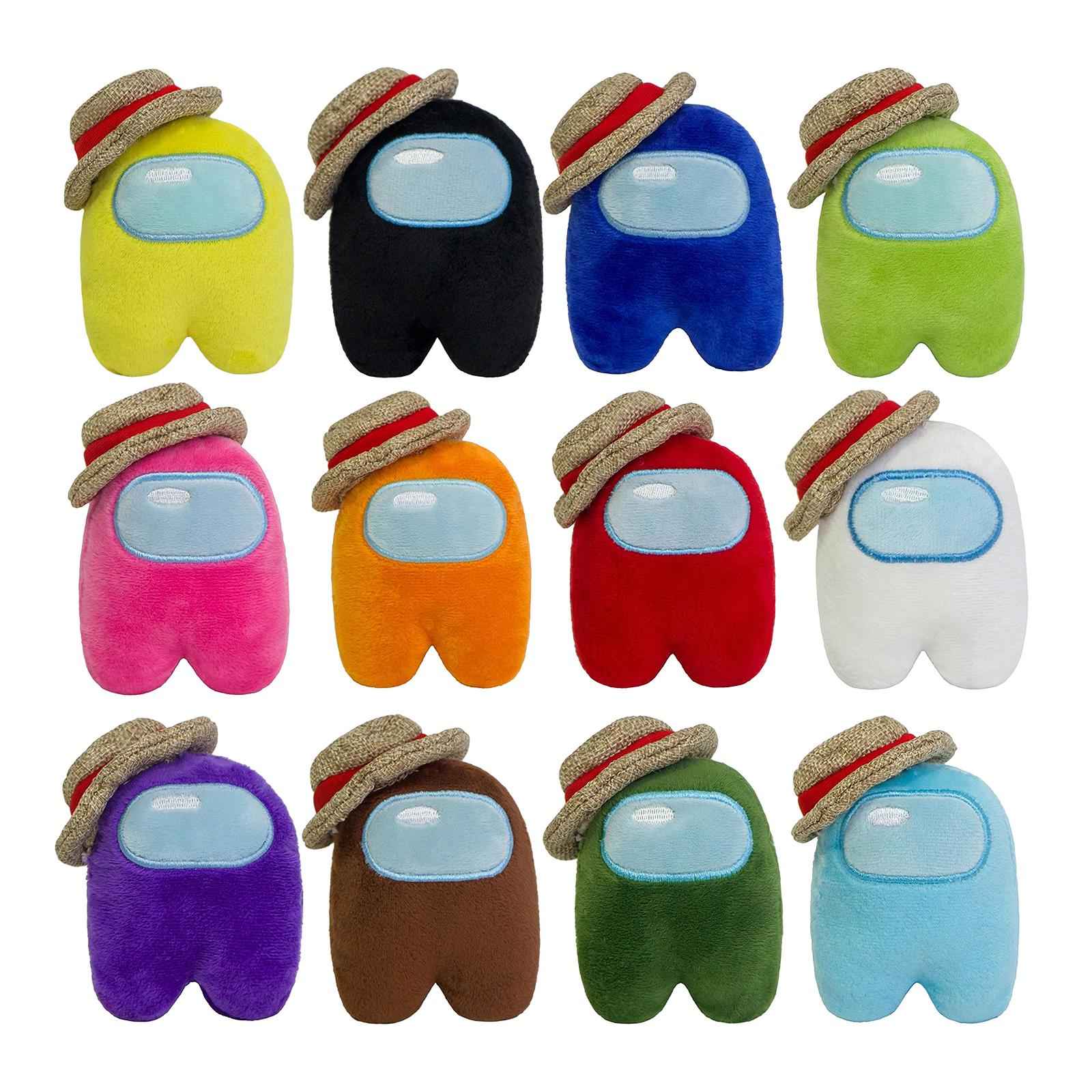 10cm Among Us Plush Stuffed Toy with Straw Hat Doll Game Figure Yellow
