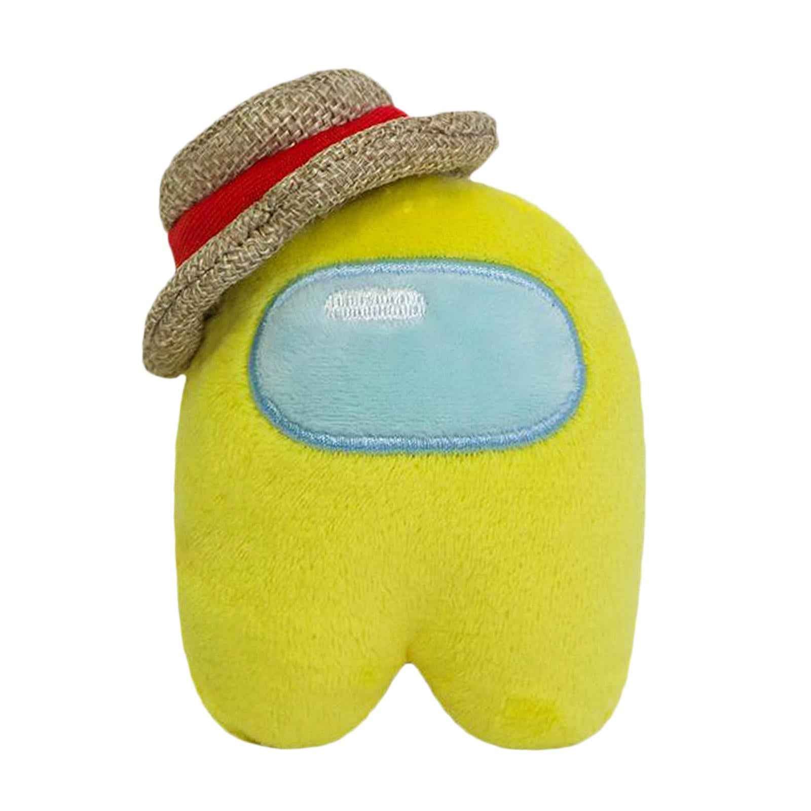 10cm Among Us Plush Stuffed Toy with Straw Hat Doll Game Figure Yellow
