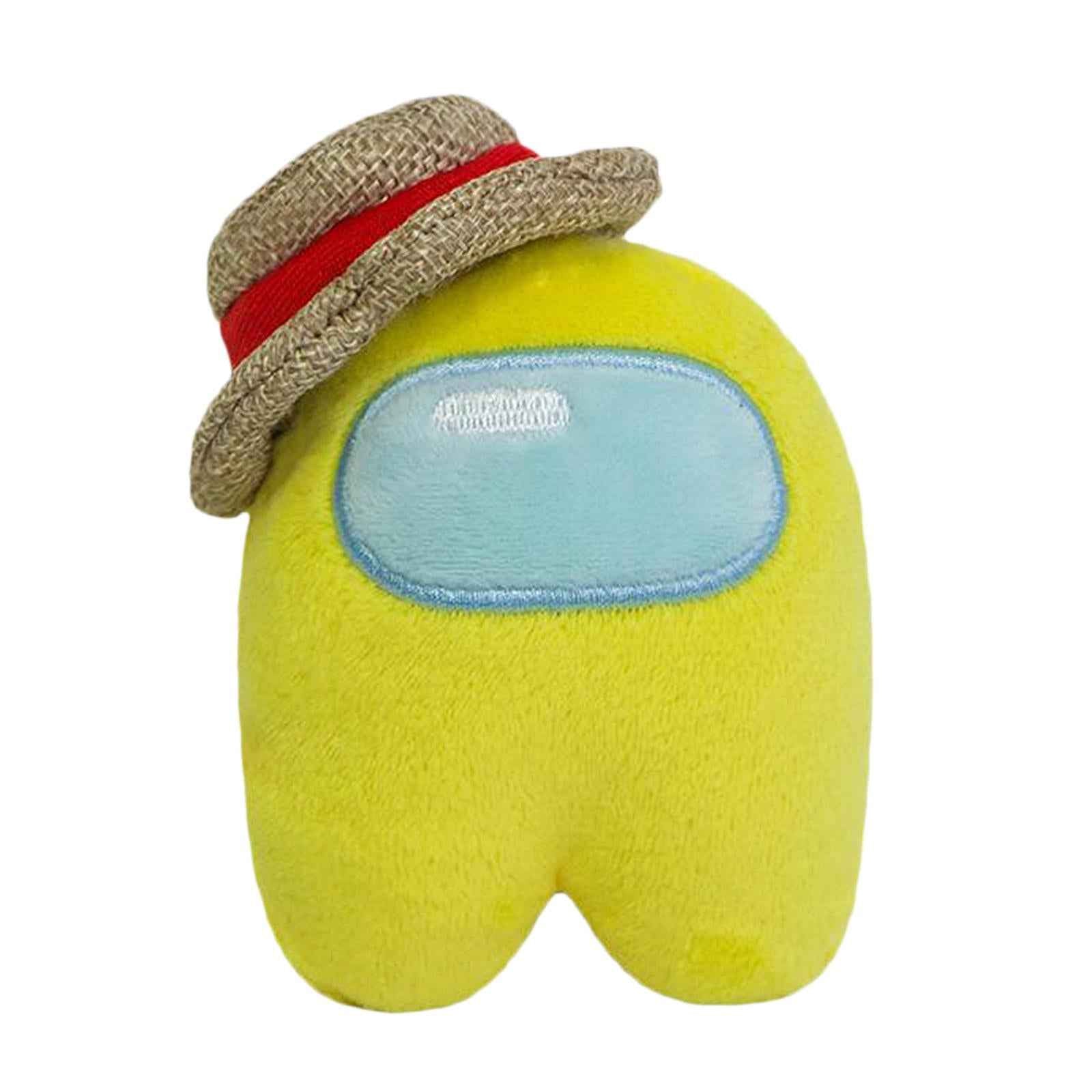 10cm Among Us Plush Stuffed Toy with Straw Hat Doll Game Figure Yellow