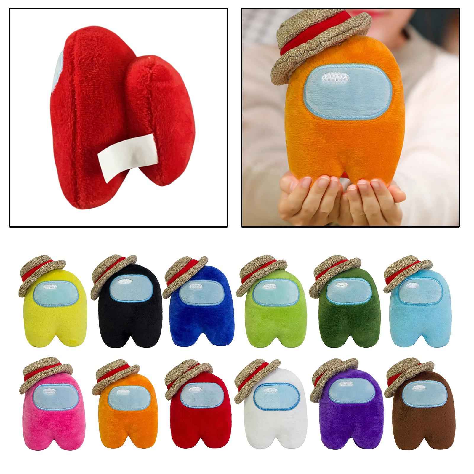 10cm Among Us Plush Stuffed Toy with Straw Hat Doll Game Figure Yellow