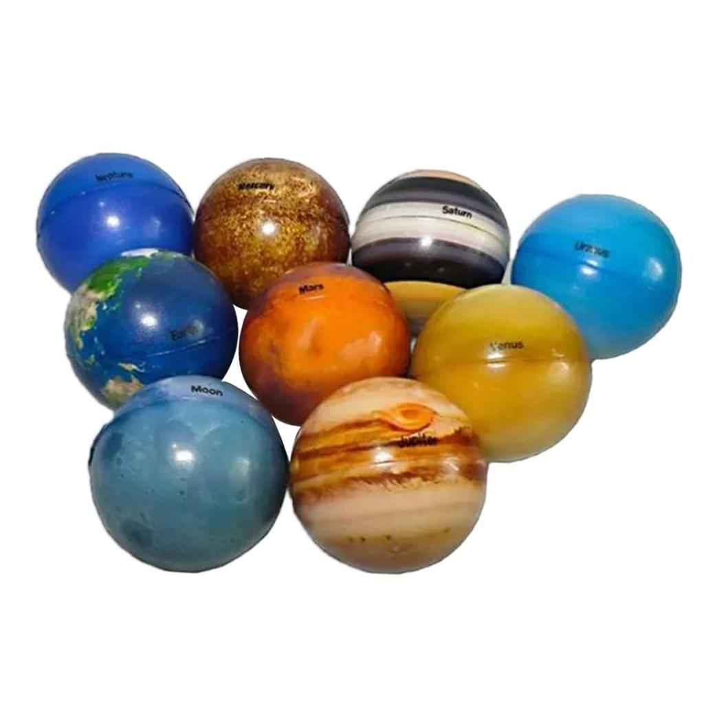 9Pcs Portable Colorful Early Education Soft Planet Bouncy Ball for Kids