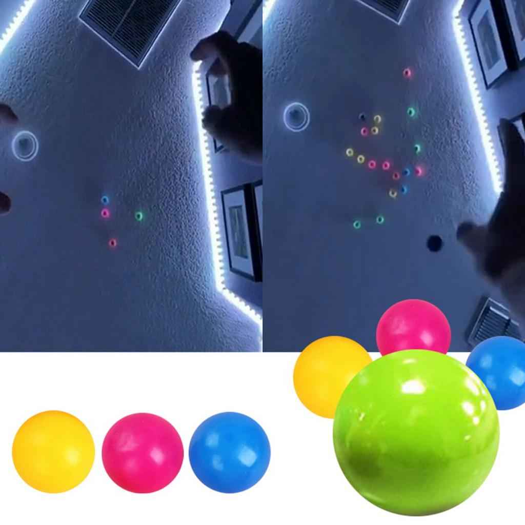 Fluorescence Glow Sticky Balls Jump Wall Ball Fidget Toy Gifts Non-Toxic 1pc