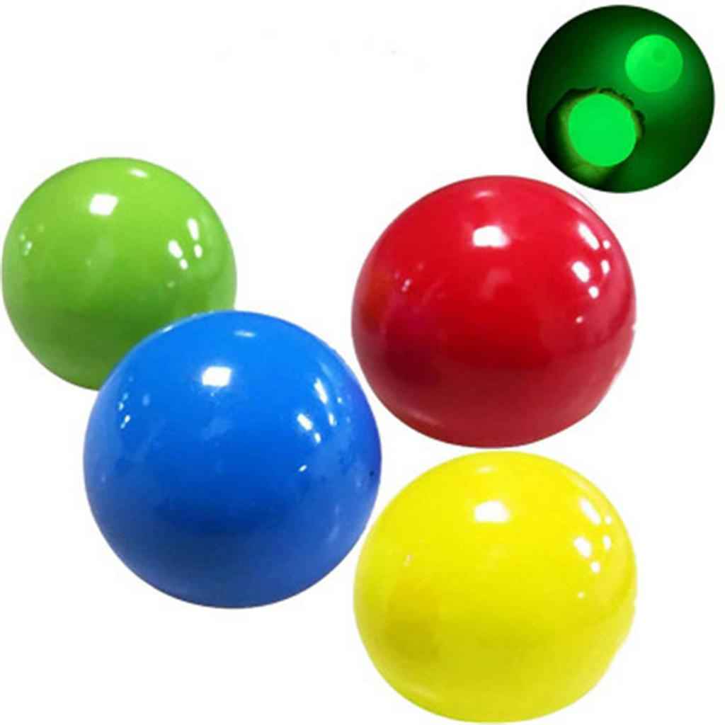 Fluorescence Glow Sticky Balls Jump Wall Ball Fidget Toy Gifts Non-Toxic 1pc
