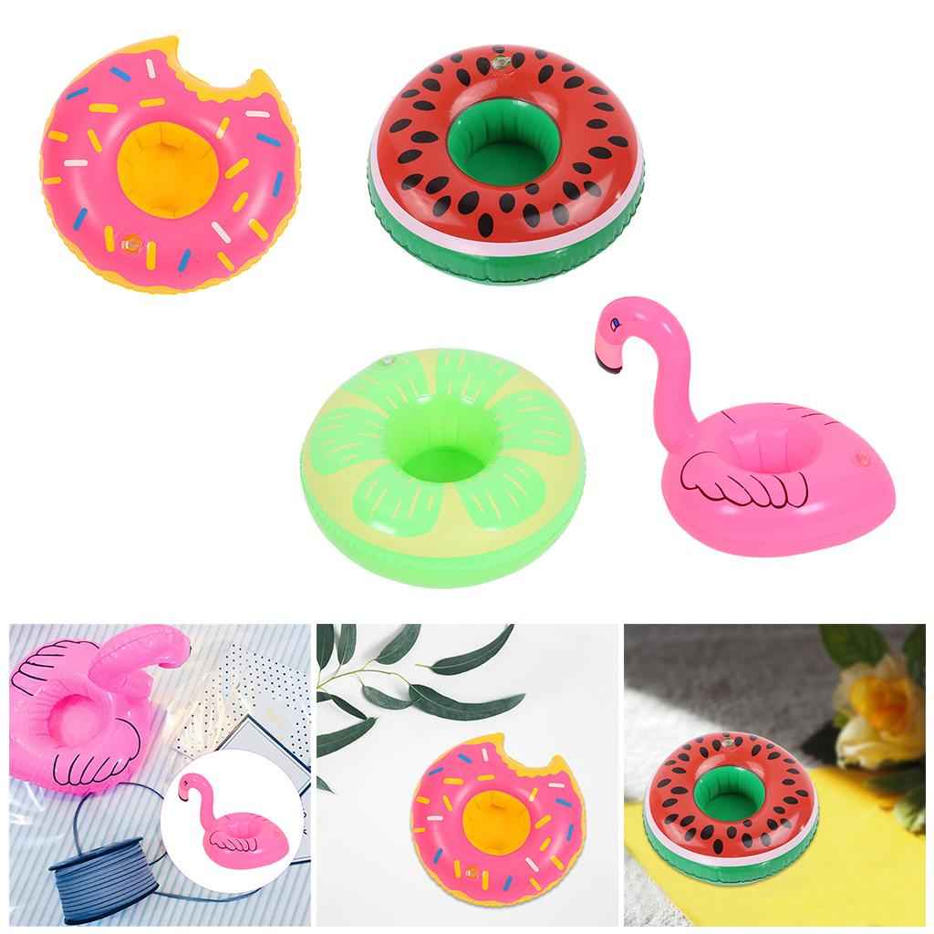 Inflatable Floating Drink Can Cup Holder for Swimming Pool Beach Flamingo