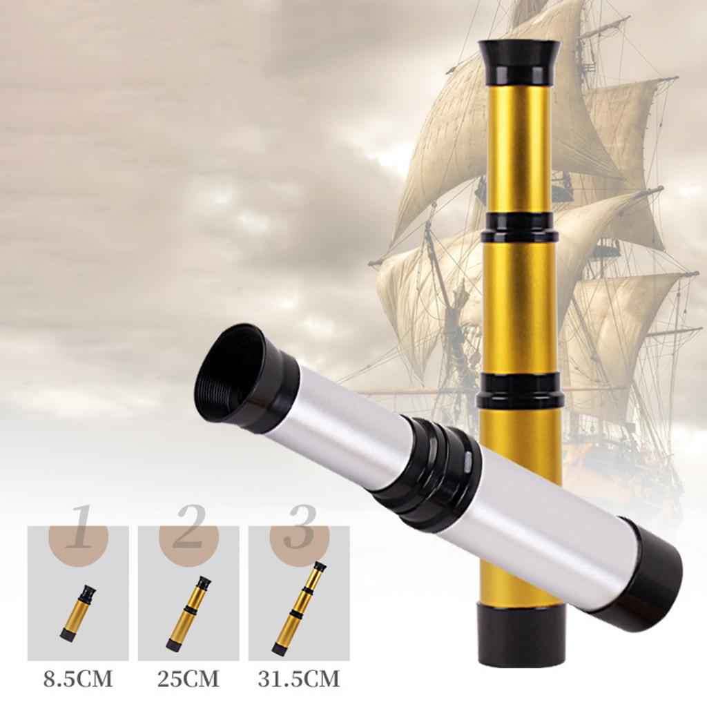 Handheld Telescope Pirate Monocular Three-Section Zoomable for Boys Kids Silver