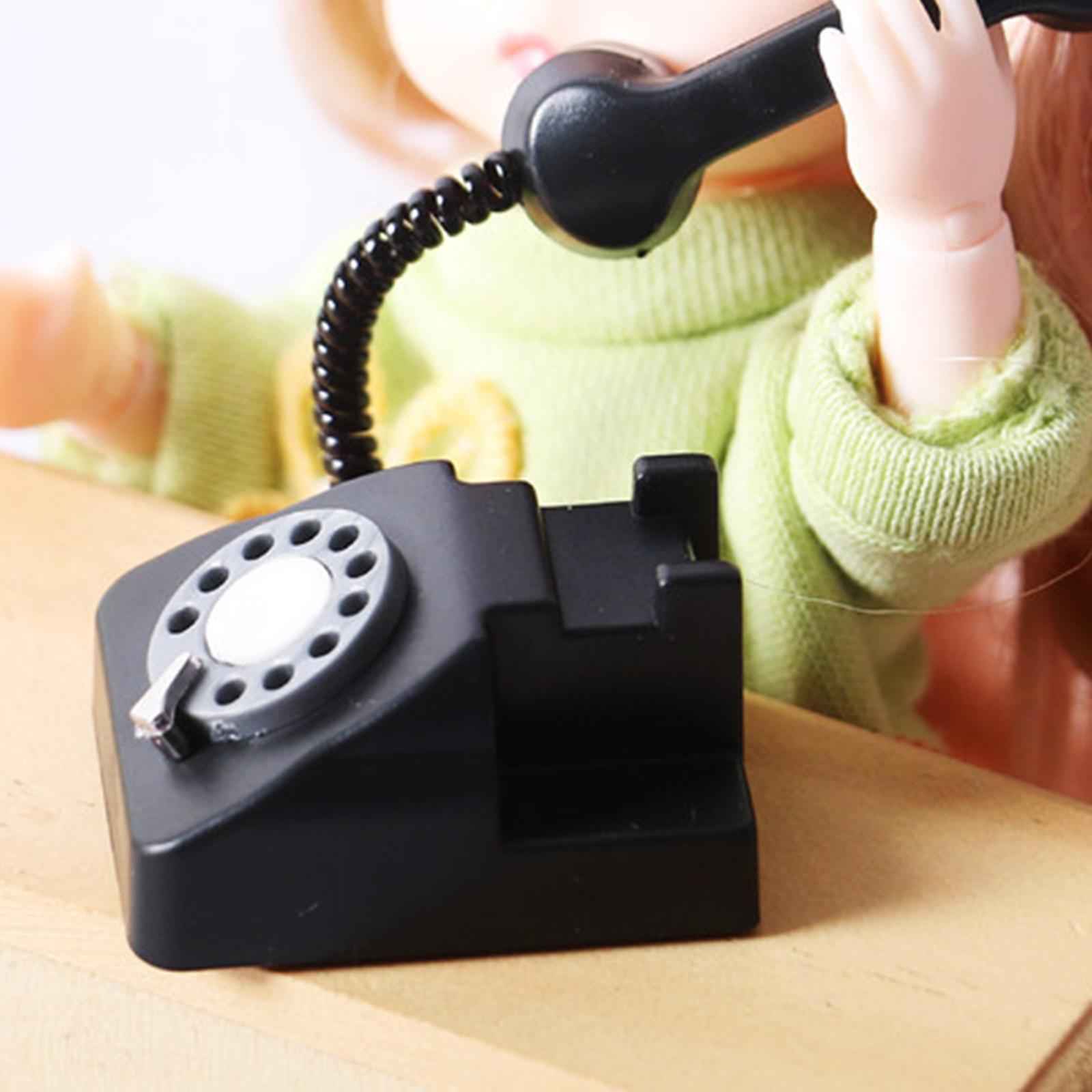 1/12 Scale Miniature Telephone Model Pretend Play for Doll House Decor
