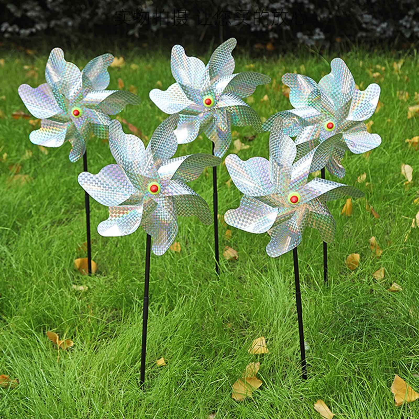Whirl Reflective Pinwheel Wind Spinner Sparkly Silver for Farm Garden Yard