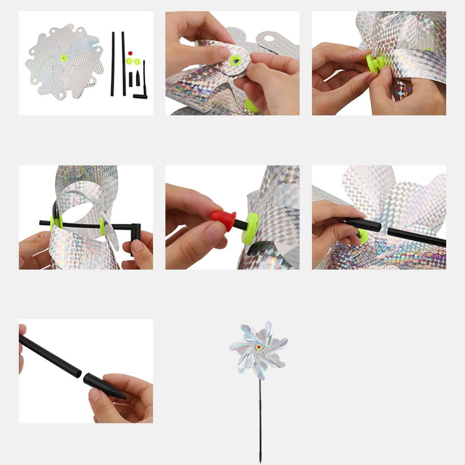 Whirl Reflective Pinwheel Wind Spinner Sparkly Silver for Farm Garden Yard