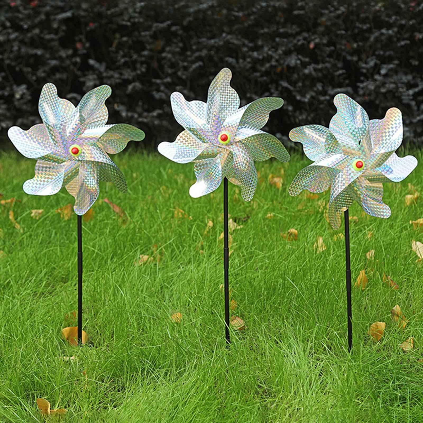 Whirl Reflective Pinwheel Wind Spinner Sparkly Silver for Farm Garden Yard