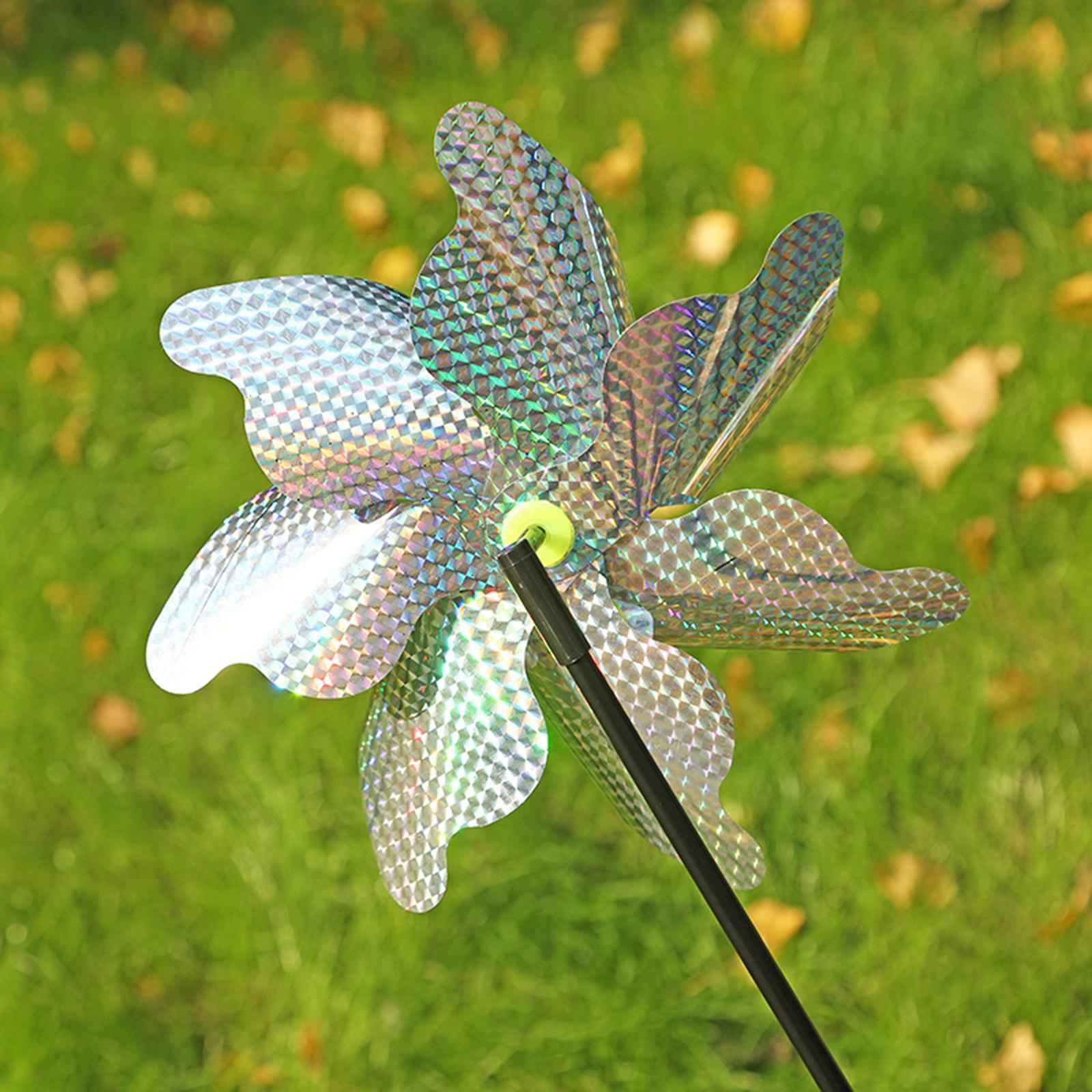 Whirl Reflective Pinwheel Wind Spinner Sparkly Silver for Farm Garden Yard