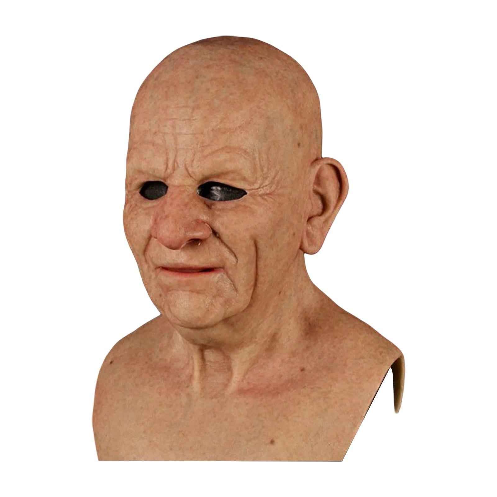 Realistic Old Man Mask Latex Mask for Halloween Cosplay  Bald Male