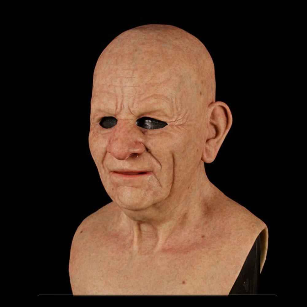 Realistic Old Man Mask Latex Mask for Halloween Cosplay  Bald Male