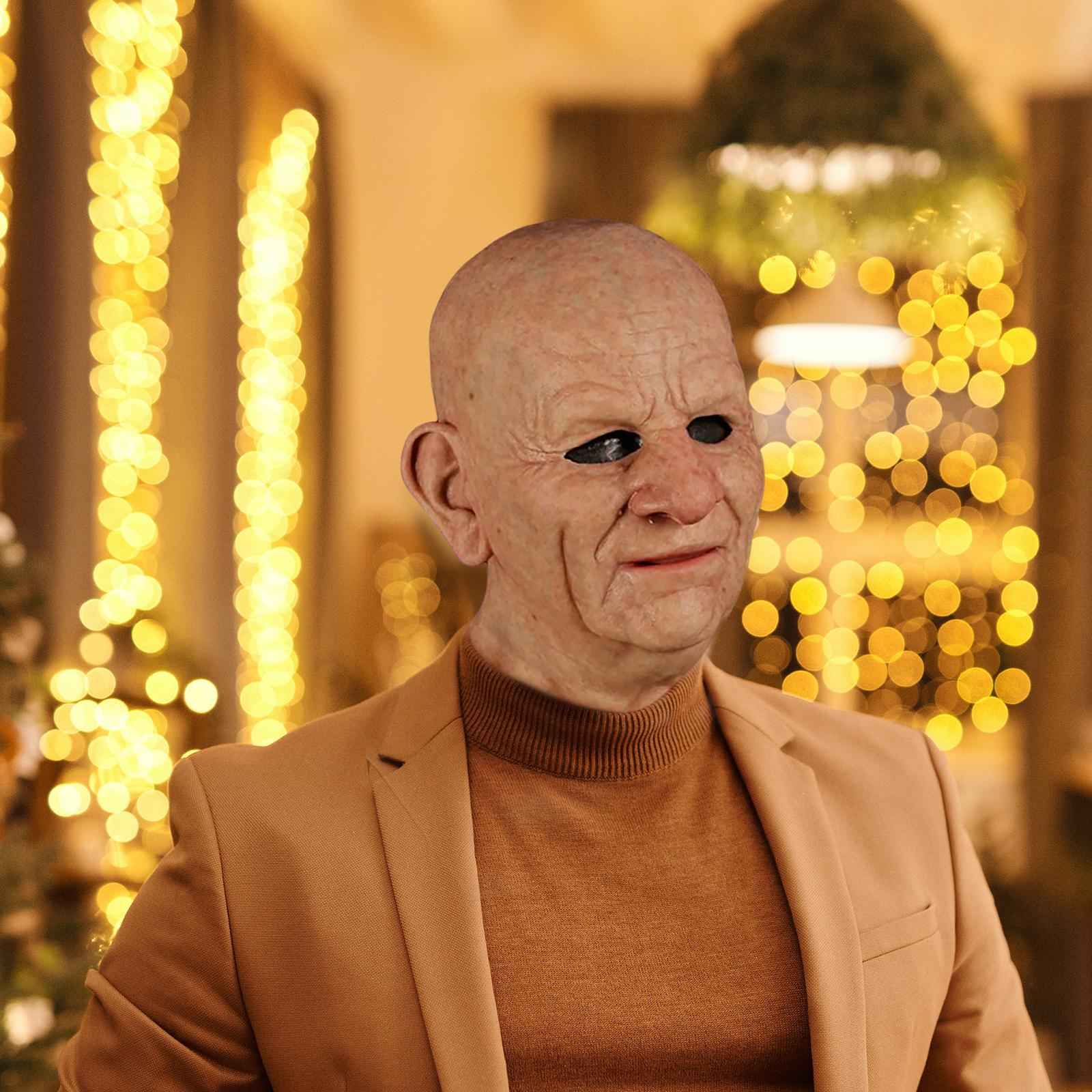 Realistic Old Man Mask Latex Mask for Halloween Cosplay  Bald Male