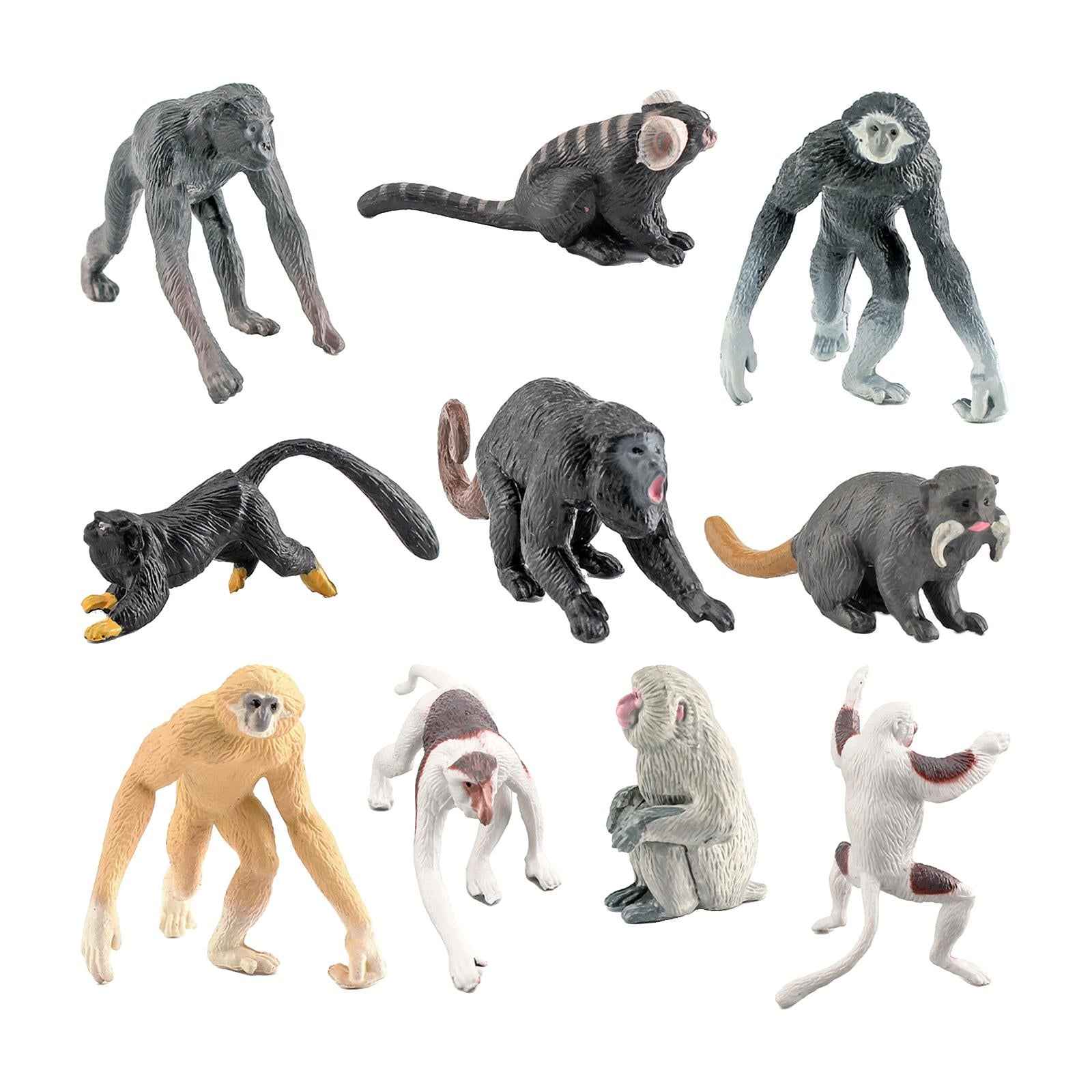 10x Simulation Mini Orangutan Monkey Figures Cake Topper Toy for Toddlers