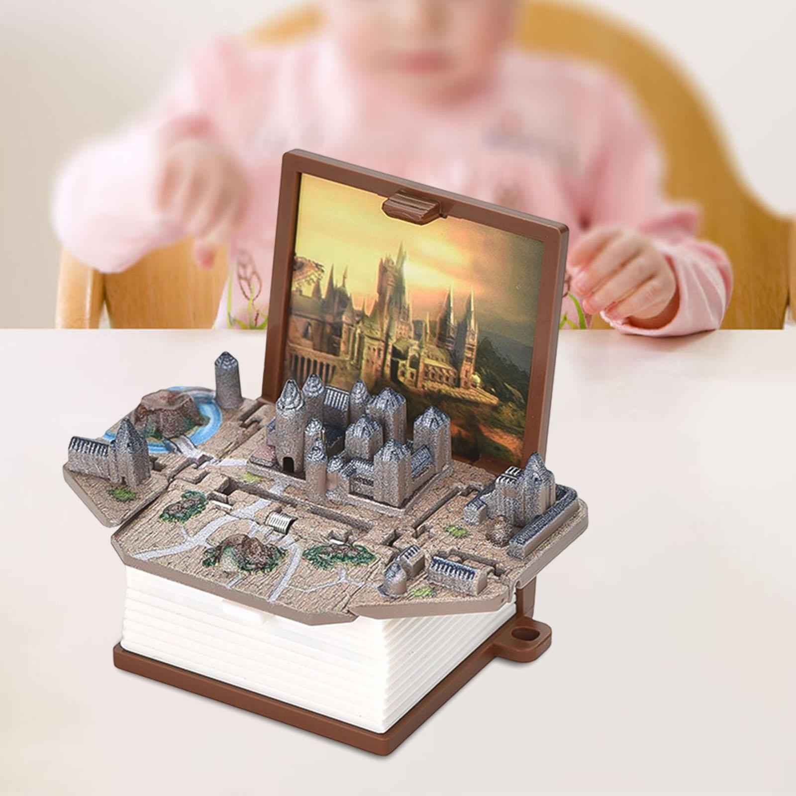Foldable Figure Book Key Chain Finger Toy for Birthday Gift Children Kids Castle Brown