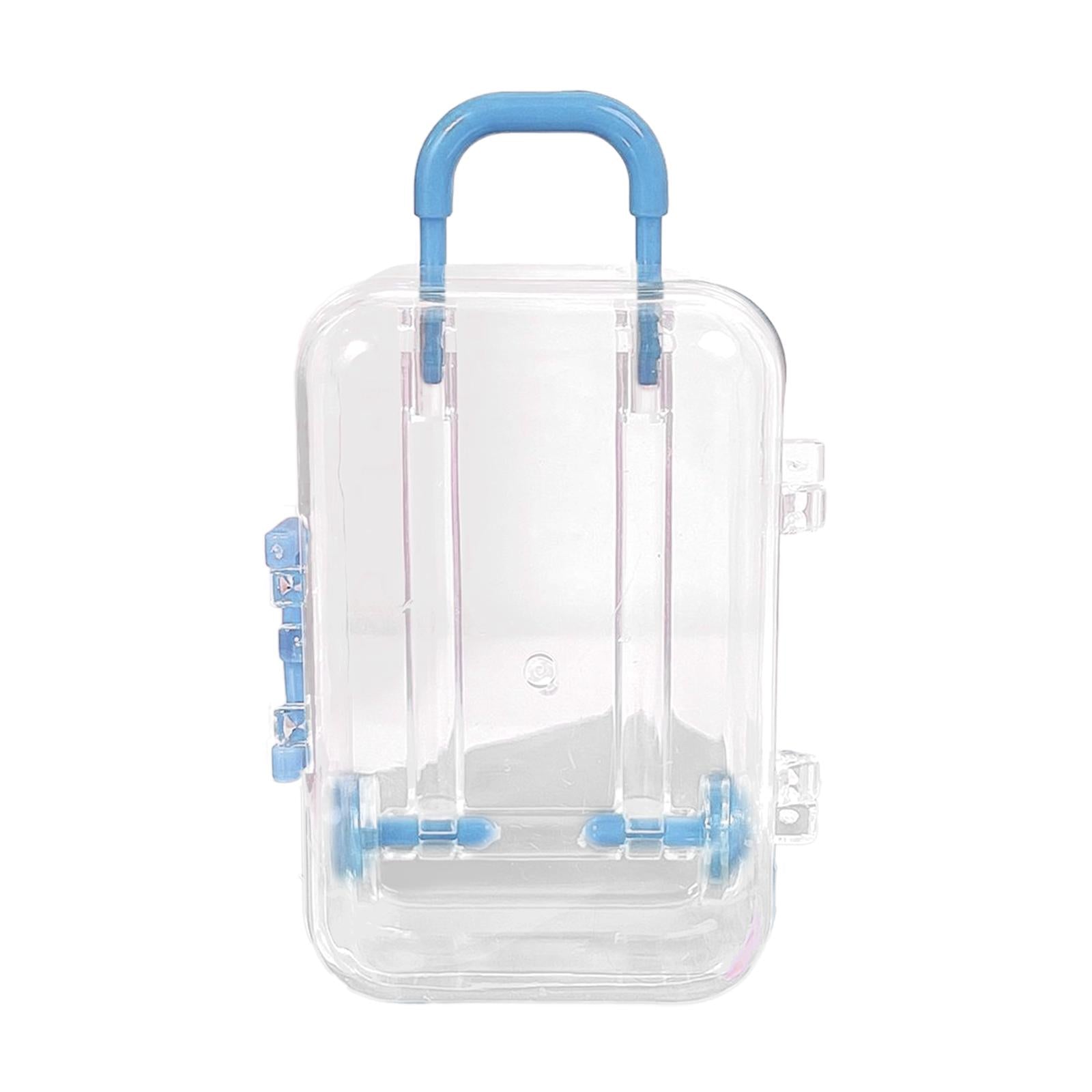 2xJewelry Organiser Suitcase Shape Portable Treasure Chest Box Keepsake Blue