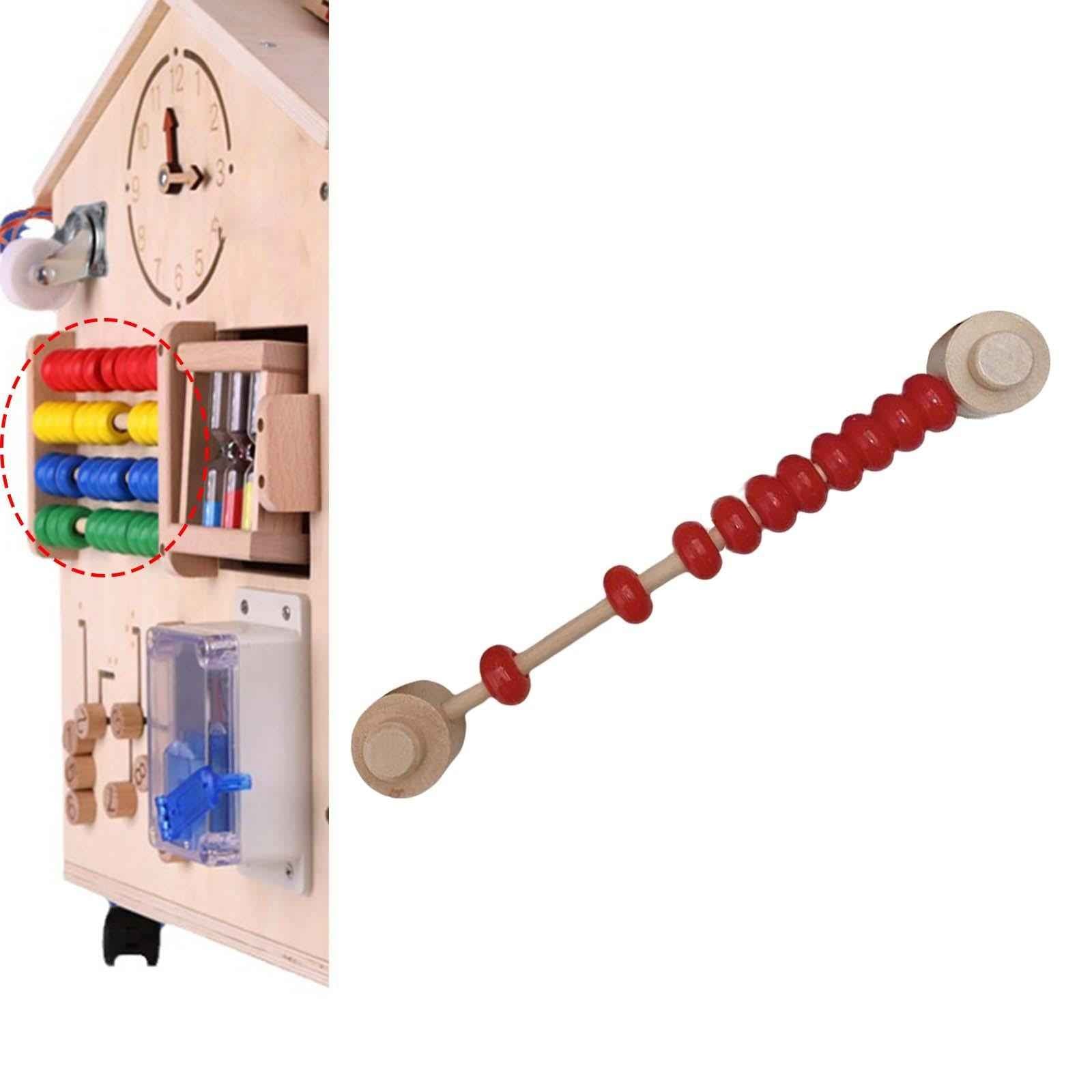Abacus Busy Board Counting Sensory Toy Wooden for Preschool Red