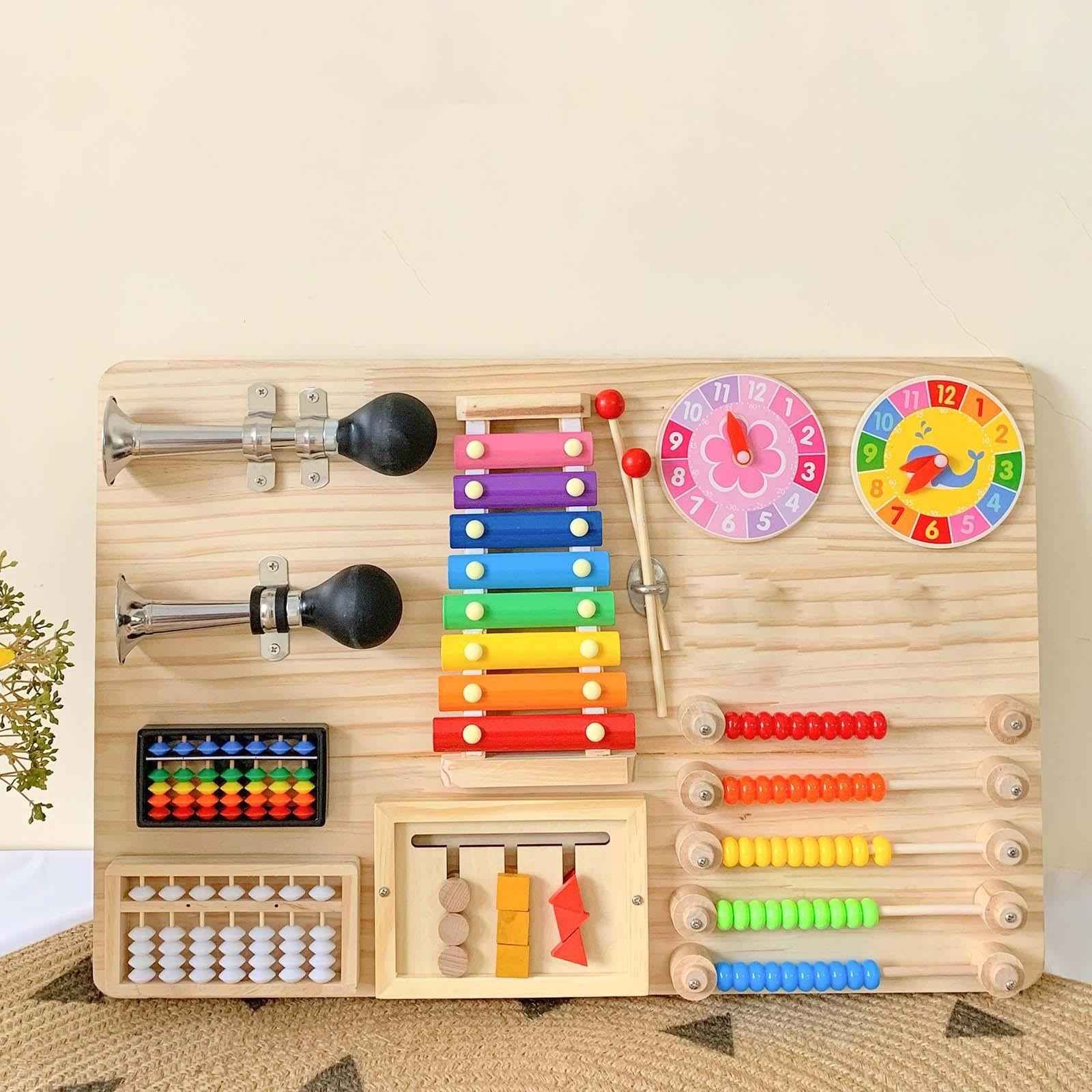 Abacus Busy Board Counting Sensory Toy Wooden for Preschool Blue