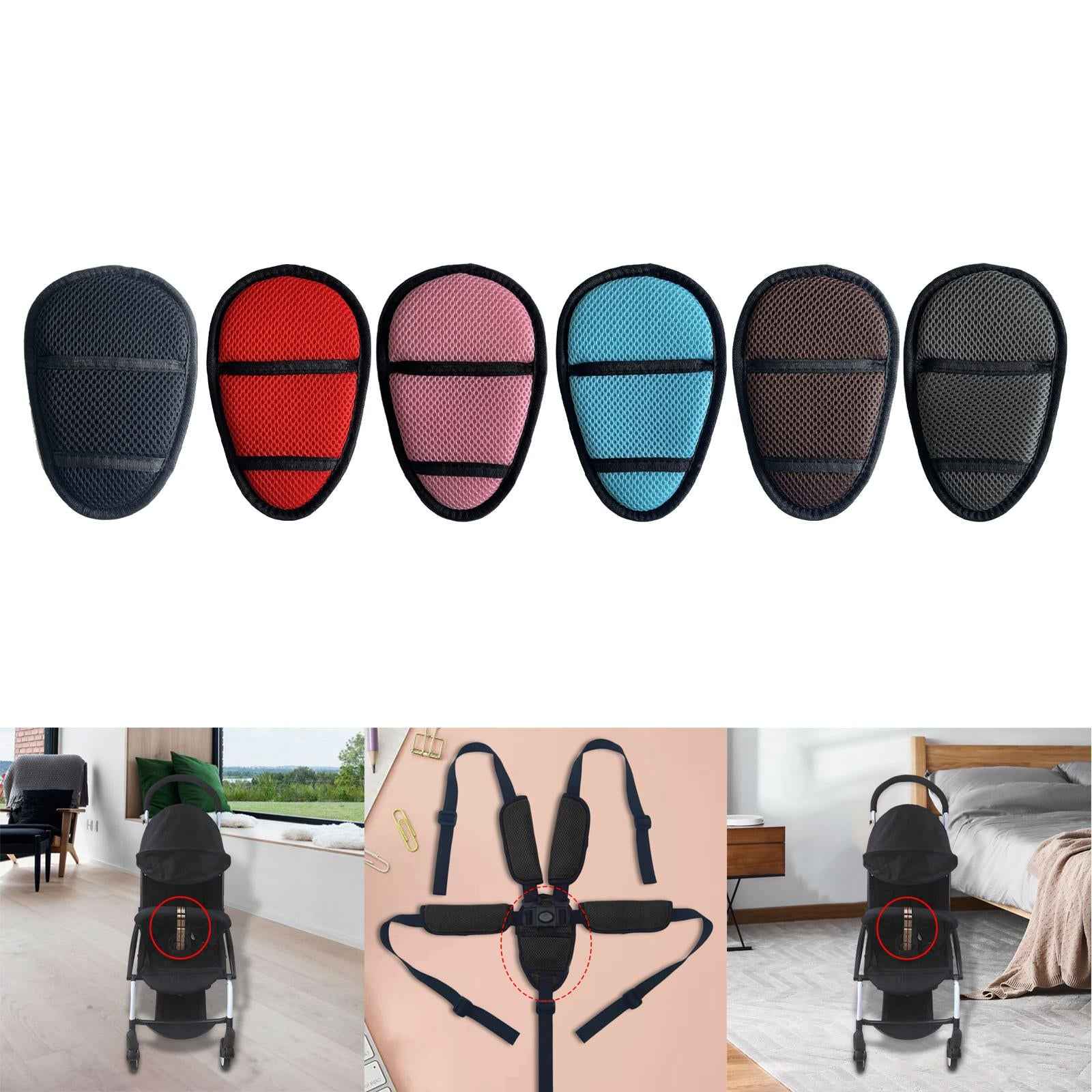 Universal Baby Stroller Car Seat Crotch Pad for Car Seat Pram Stroller black