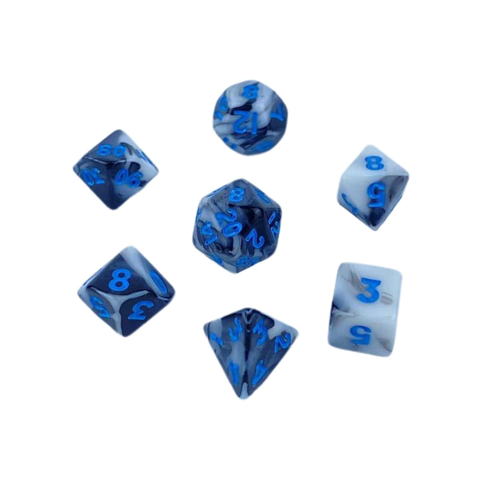 2x7 Pieces Portable Polyhedron Dices Set Multicolour Dices Set for Board Game Blue