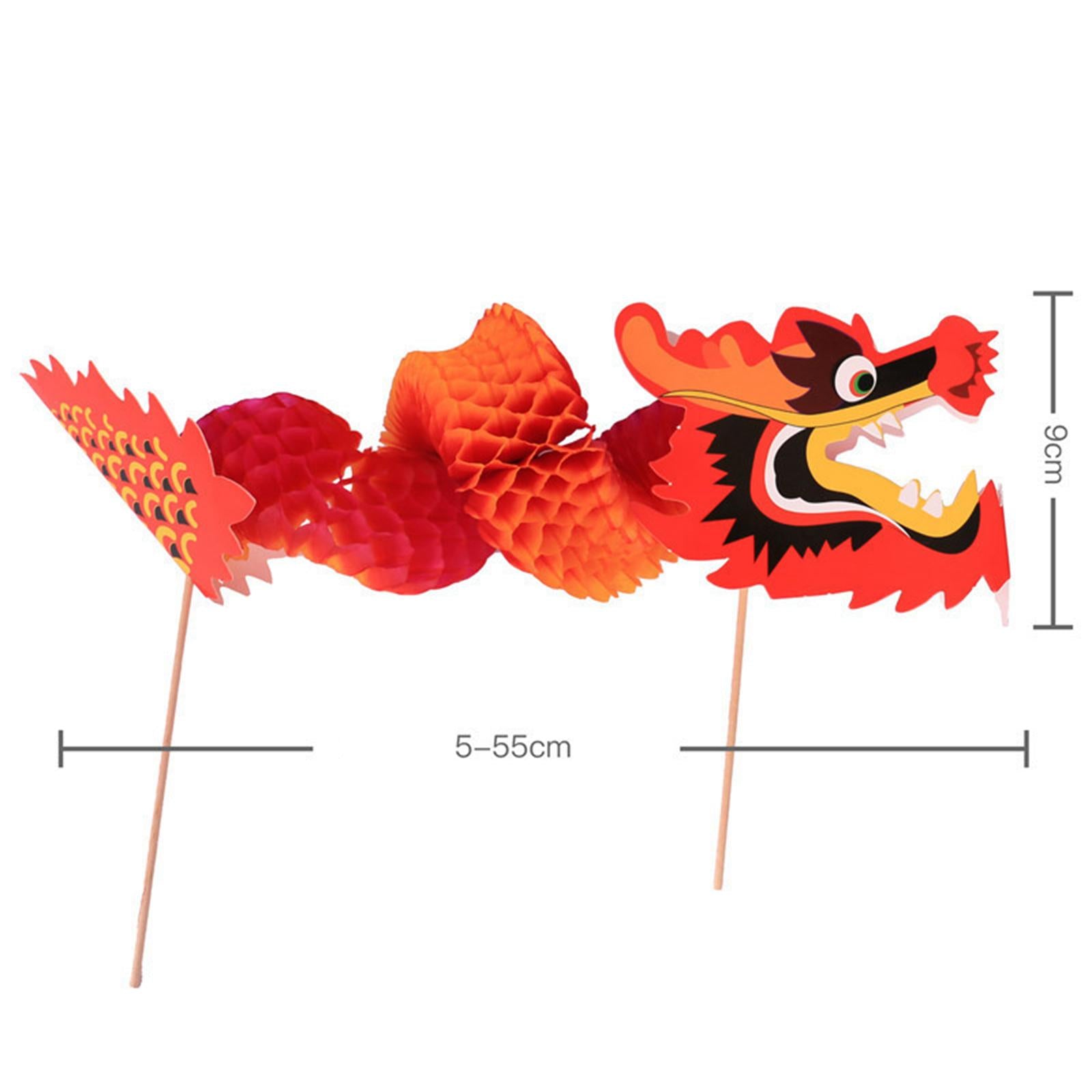 3x3D Chinese Paper Dragon Toys Hanging Handmade Crafts for Party New Year Kids