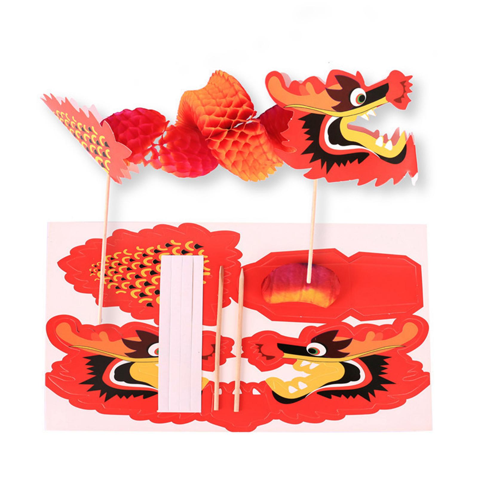3x3D Chinese Paper Dragon Toys Hanging Handmade Crafts for Party New Year Kids