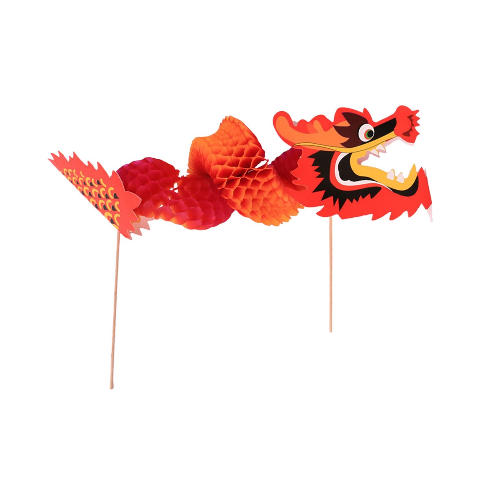 2x3D Chinese Paper Dragon Toys Hanging Handmade Crafts for Party New Year Kids