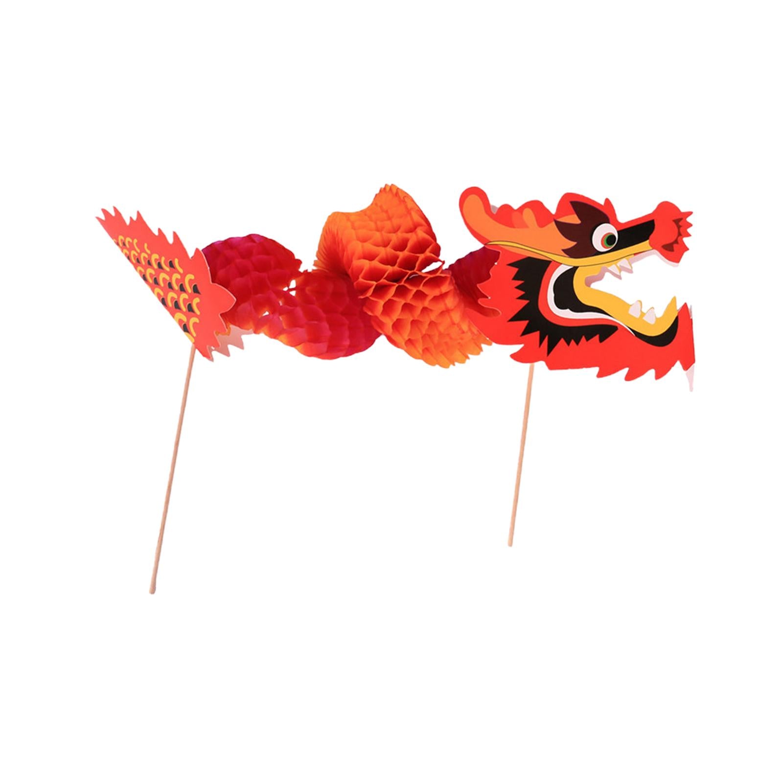 3x3D Chinese Paper Dragon Toys Hanging Handmade Crafts for Party New Year Kids