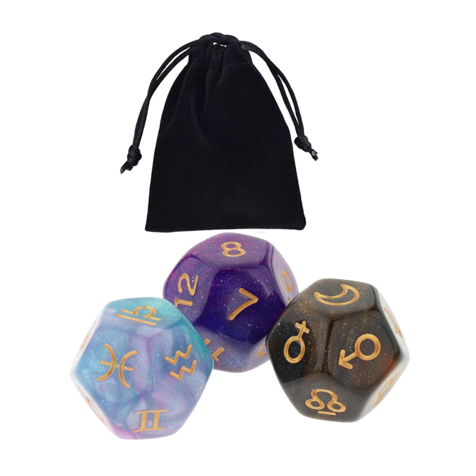 4x3Pcs Acrylic Astrological Dice Constellation Dice for gifts Style B